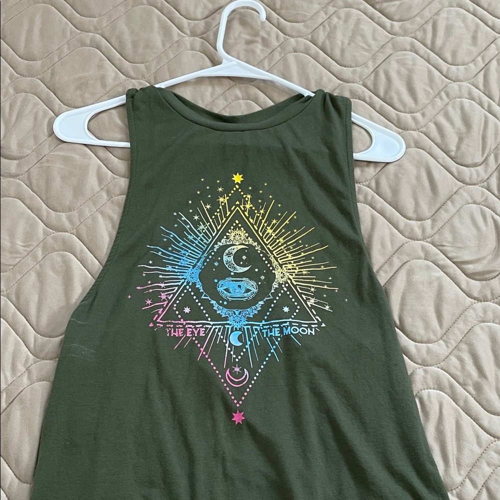 Graphic Olive Green Tank Top